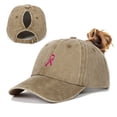 thumbnail image 2 of Women's Baseball Cap Ribbon Embroidered Washed Ponytail Friendly Baseball Cap Trucker Hats Women Yellow, 2 of 8