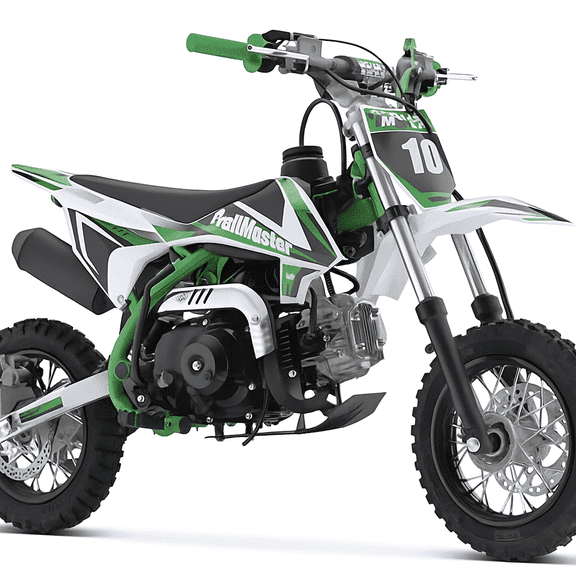 Trailmaster TM10 Kids Dirt Bike, 110cc, 4-Stroke, Kick Start, Semi-Automatic 4-Speed, Max Speed 40 mph, Ages 10 , Hydraulic Disc Brakes (Green)