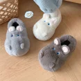 thumbnail image 2 of Creative Cartoon Cute Hippo All-inclusive Plush Cotton Slippers Women's Winter Indoor Plush Warm Comfortable Fluffy Shoes (Gray,40-41), 2 of 7