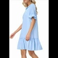 thumbnail image 2 of Women'S Summer Button Down Shirt Dress Casual Ruffle Sleeve Shift Mini Dresses with Pockets Light Blue S, 2 of 7