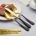thumbnail image 3 of MDEALY 20-Piece Gold and Black Silverware Set for 4, 18/0 Stainless Steel Flatware Cutlery Utensils Set, Include Dinner Knives,Dinner Forks,Dinner Spoons,Salad Forks,Teaspoons,Dishwasher Safe, 3 of 7