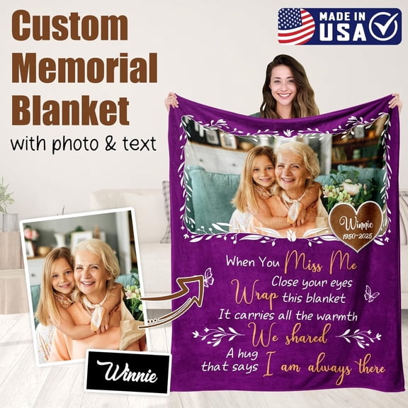 Custom Throw Blanket Personalized Photo Text Gift