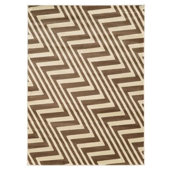 Hawthorne Collection Tapis Zig Zag 5 Pieds3 Pouces x 7 Pieds en Ivoire et Beige