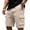 Khaki, variant on Honeycomb Weave Knit Cargo Shorts For Men Knee Length Textured Bottoms One White Drawcord Waist Multi Layer Flap Side Storage Pockets Soft Knit Fabric Outdoor Travel Walking Short Pants