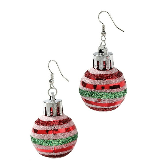 Soimiss 1 Pair Dangling Earrings for Women Red Christmas Ball Jewelry