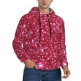 thumbnail image 2 of Naloa Pink Glitter Men's Casual Hooded Collar Drawstring Hoodies Pullover Sweatshirts Casual Long Sleeve Shirts-Small, 2 of 7