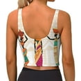thumbnail image 3 of Haiem Black African Woman Pattern Womens Sports Bra - U Neck Padded Low Impact Yoga Bra Workout Crop Top Gym Moisture-Wicking Workout Vest -Small, 3 of 9