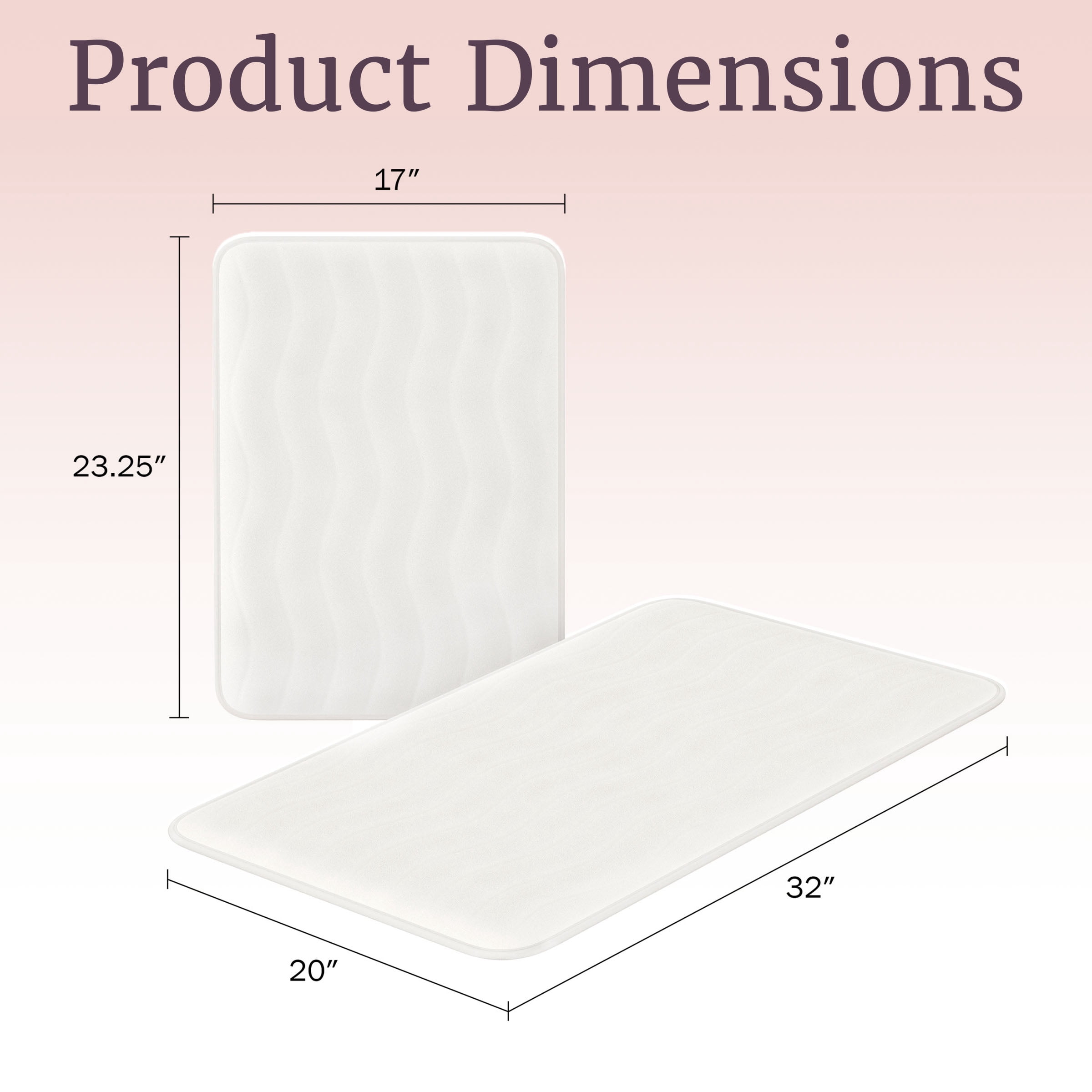Lavish Home Set of 2 Bathroom Rugs – Non-Slip Memory Foam Bath Mats, White
