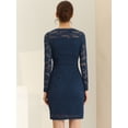 thumbnail image 3 of Vestido de mujer Allegra K con encaje floral y cuello barco Azul Oscuro XS, 3 of 6