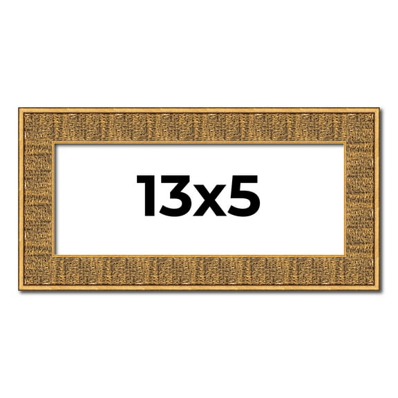 13x5 Frame Black and Gold Distressed Solid Wood Sonoma Picture Frame | 1.625 Inch Moulding Width |