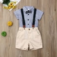 thumbnail image 6 of Baby Boys Gentleman Outfits Suits, Infant Short Sleeve Shirt+Bib Pants+Bow Tie Overalls Clothes Set, 6 of 7
