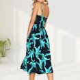 thumbnail image 4 of Vestido largo elegante con cuello en V para mujer Vestido con tirantes estampados con bolsillos Traje de vacaciones FLhrweasw Nuevo, 4 of 9