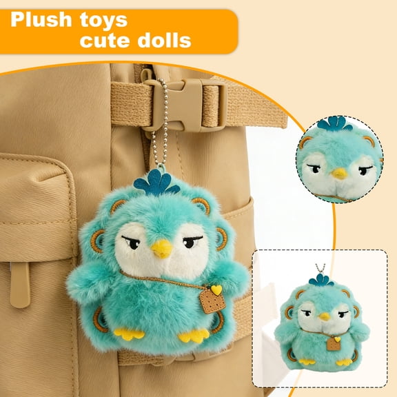 5 Inch Adorable Soft Plush Peacock Toy, Cute Fluffy Stuffed Animal Doll With Detachable Buckle, Portable Decorative Plush Figure For Backpack, Purse, Home Decor, Gift For Family