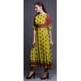 thumbnail image 3 of Bimba Yellow Leaves & Floral Block Printed Anarkali Dress For Women Long Flared Indian Kurti Chic Style Kurta-X-Large, 3 of 6