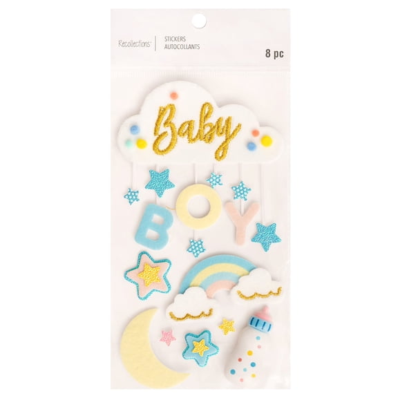 Recollections Baby Boy Cloud Dimensional Stickers, 12 Pack
