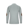 thumbnail image 5 of UVEASISHA Men's Shawl Collar Pullover Sweater Regular Fit Casual Button Mock Neck Knit Sweaters Knitted Soft Long Sleeve Winter Sweatshirt with Elbow Patches Gray XXL, 5 of 6