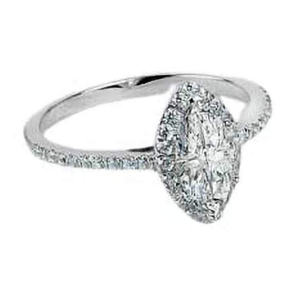 HeartsAndYou 1.8ct Marquise Cut Moissanite Halo Solitaire with Accent Ring 18k White Gold over Silver