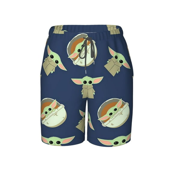 Baby Yoda Swim Trunk, Beach Board Shorts For Boys Girls, Quick Dry Swimsuit With Mesh Linning, Swimming Trunks For Kids Teens