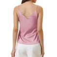 thumbnail image 3 of INSPIRE CHIC Women's Satin Cami Tops V Neck Spaghetti Strap Silk Sleep Lounge Pajamas Blouse S Pink, 3 of 6