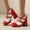 Red, variant on Women Color Blocked Mary Jane Shoes Casual Studded Square Toe Chunky Sole Block Heels Double Belt Buckle Dress Pumps Shoes for Wedding Party Club