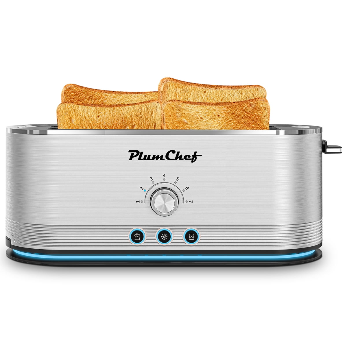 4-Slice Toaster, 7 Browning Settings, Defrost/Reheat Functions, Removable Crumb Tray, Full body Stainless Steel Housing 1350W,Anti-Fingerprint  Anti-Jam stainless steel