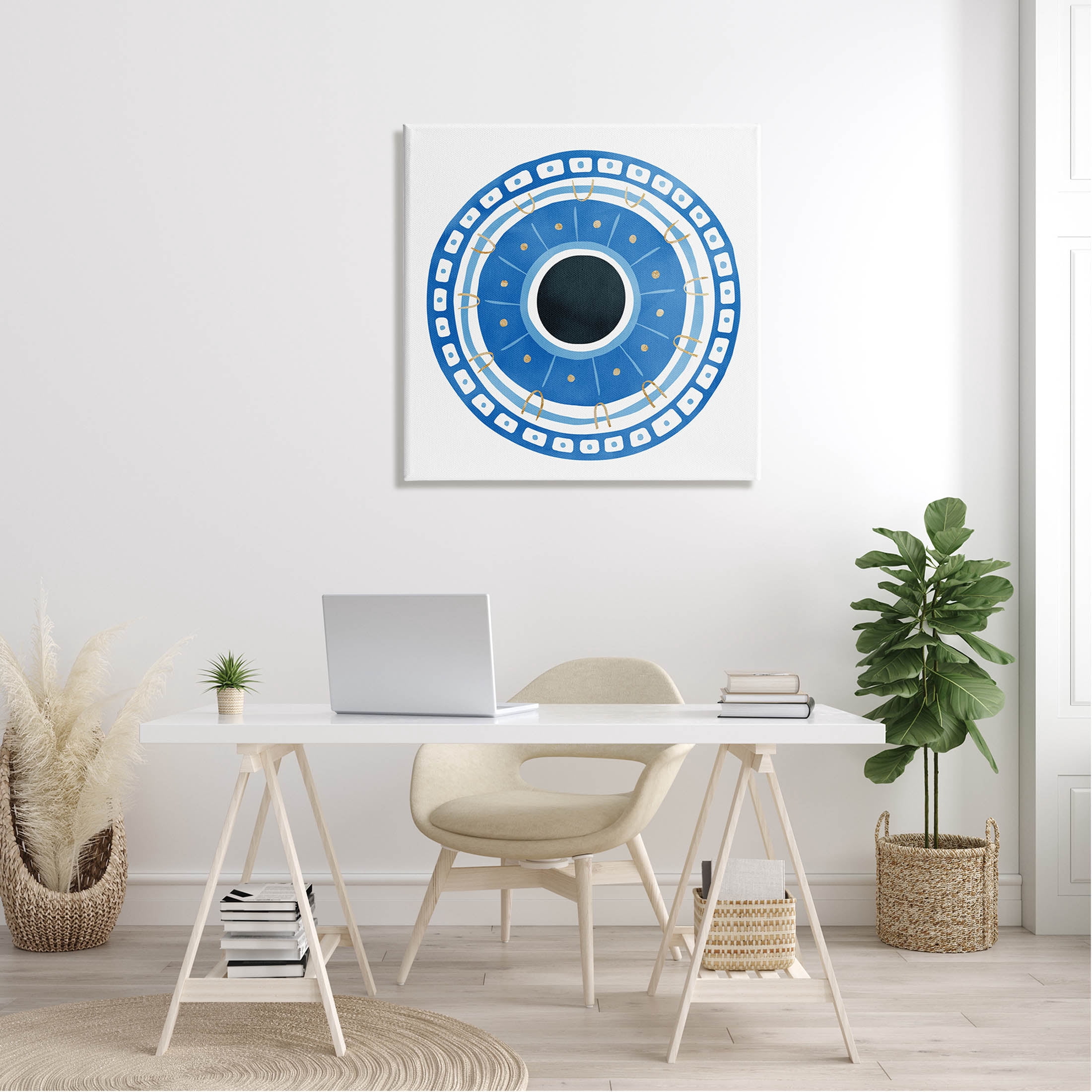 Stupell Industries Spiritual Mati Evil Eye Blocked Pattern Graphic Art Gallery Wrapped Canvas Print Wall Art, Design by Ziwei Li