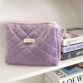 thumbnail image 4 of Bolsa de cosméticos de gran capacidad para mujer, bolsa de almacenamiento suave para acampar (pana púrpura) Tmvgtek Para Estrenar, 4 of 7