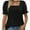 Black, variant on Women Summer Square Neck Ruffled Tops Short Sleeve Blouse Casual T-Shirt Top
