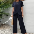 thumbnail image 3 of Fancifize Women's 2 Piece Trendy Outfits Summer Short Sleeve Pullover Tops Wide Leg Pants Casual Travel Vacation Matching Sets, 3 of 5