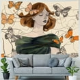 thumbnail image 4 of Fenyluxe  Abstract Woman Flower with Butterfly Boho Wall Tapestry for Bedroom Mid Century Minimalist Art Line Aesthetic Modern Sketch Simple Wall Hanging for Living Room Wall Decor 40x30inch, 4 of 6