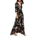 thumbnail image 3 of SAYOO Vestido bohemio femenino, estampado de flores de verano con cuello en V corto / media manga de una pieza para damas, S / M / L / XL / XXL SAYOO  moda, 3 of 5
