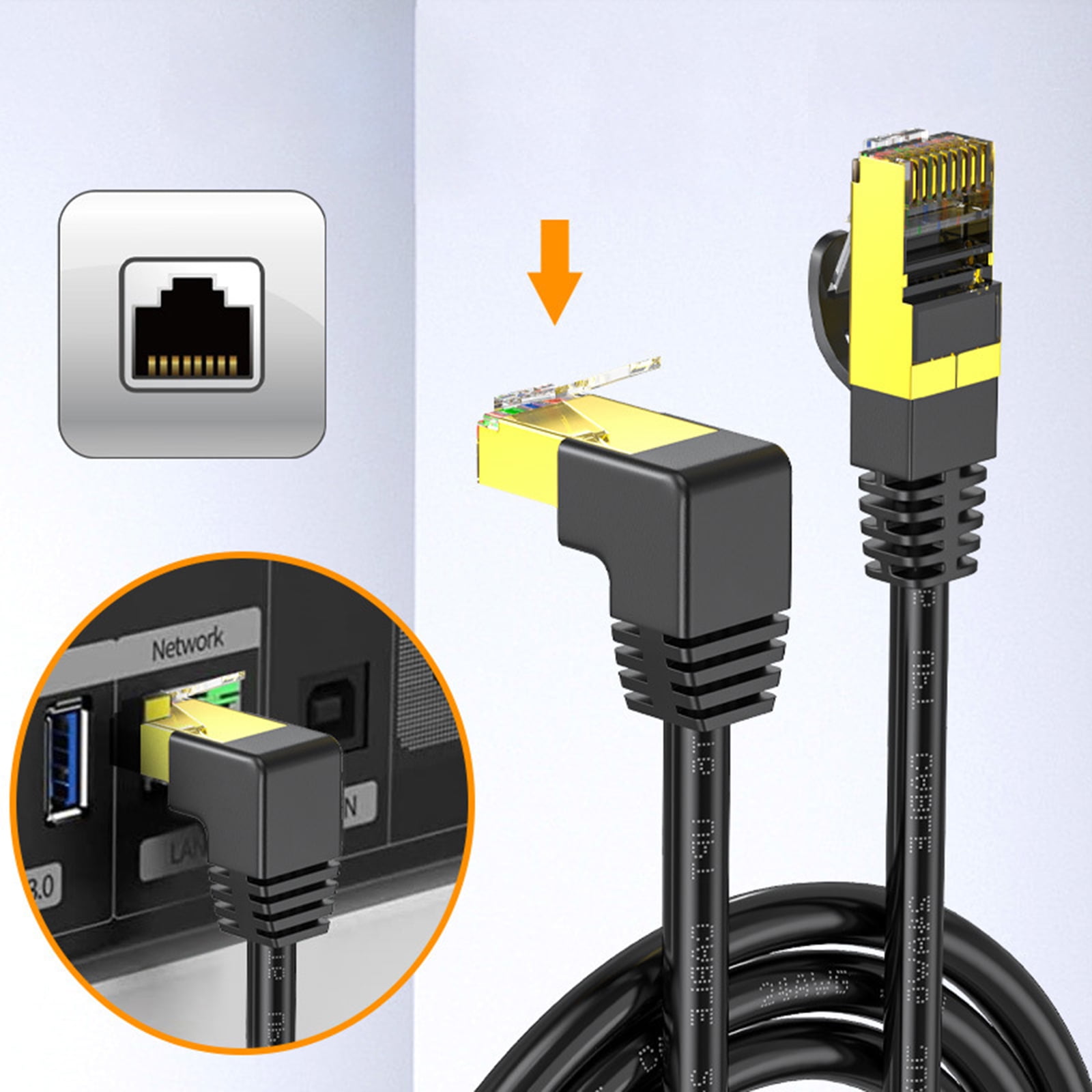 Cat8 Flat Ethernet Cable 10Gbps Fast Speed Networking Cord RJ45 Patching Wire for Switchboards Computer Routers