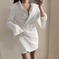 thumbnail image 2 of Moda mujer sexy casual nalgas con cuello en v vestido sólido vestido de manga larga Fridja  NMB4748, 2 of 3
