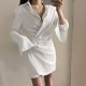 thumbnail image 2 of Moda mujer sexy casual nalgas con cuello en v vestido sólido vestido de manga larga Fridja  NMB4748, 2 of 3