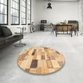 thumbnail image 4 of Ahgly Company Machine Washable Indoor Round Abstract Orange Area Rugs, 5' Round, 4 of 7