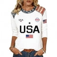 thumbnail image 2 of KDDYLITQ 250 Year American Anniversary Tshirt for Women 4th Of July Usa Flag 3/4 Sleeve Blouses Patriotic National Flag Print Freedom Tees Usa Star Stripes Basic Crew Neck Tops White S, 2 of 5