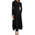 thumbnail image 2 of Women's Fall Long Sleeve Wedding Guest Dresses One Shoulder Elegant Formal Pleated Midi Maxi Dress, 2 of 8