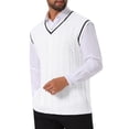 thumbnail image 4 of Suéter sin mangas de punto de cable de color sólido para hombre INSPIRE CHIC, talla XL, blanco, 4 of 5