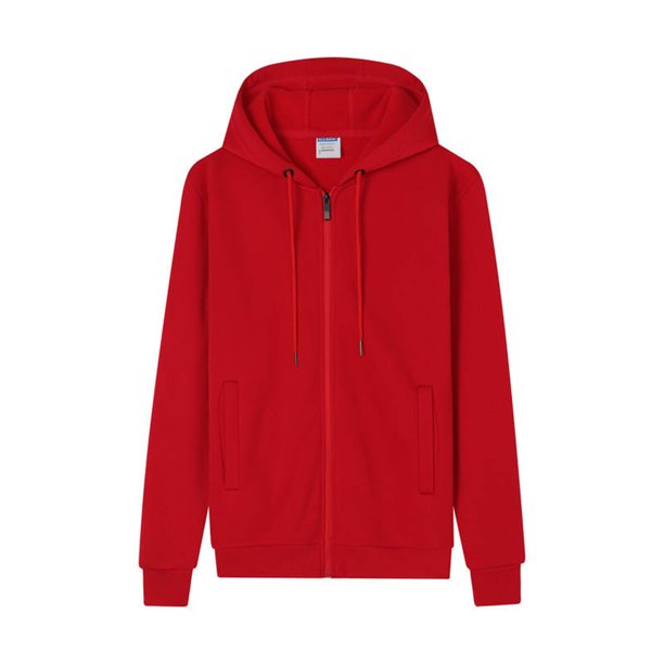 Dolkfu Sudadera con capucha de cremallera completa para hombre, sudadera de color sólido forrada de felpa, chaqueta deportiva de invierno para hombre. L