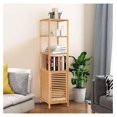 thumbnail image 5 of REKHH Bathroom Cabinet, 65 Inch Tall Slim Bathroom Storage Cabinet with Shutter Door and 3 Open Shelves, Narrow Multifunctional Tower Cabinet, Natural Bamboo, 15.5 x 14.5 x 65 Inch, 5 of 9