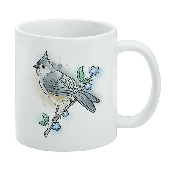 Tufted Titmouse Watercolor Northeastern Bird White Mug
