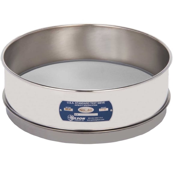 12in Sieve, All Stainless Steel, Full-Height, No.40 (Gilson Company, Inc.)