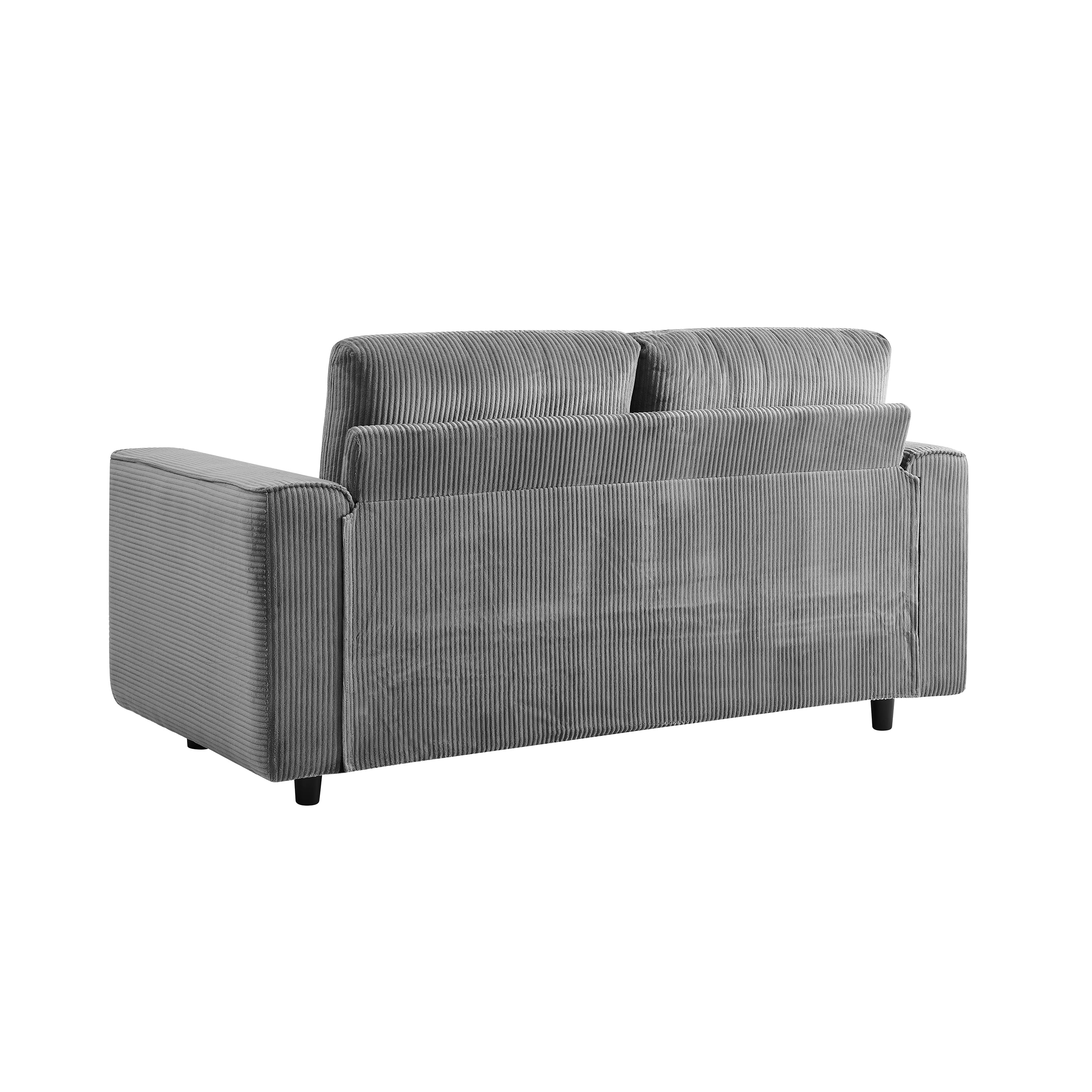Modern Contemporary Upholstered Corduroy Plush Tufted Loveseat, Grey