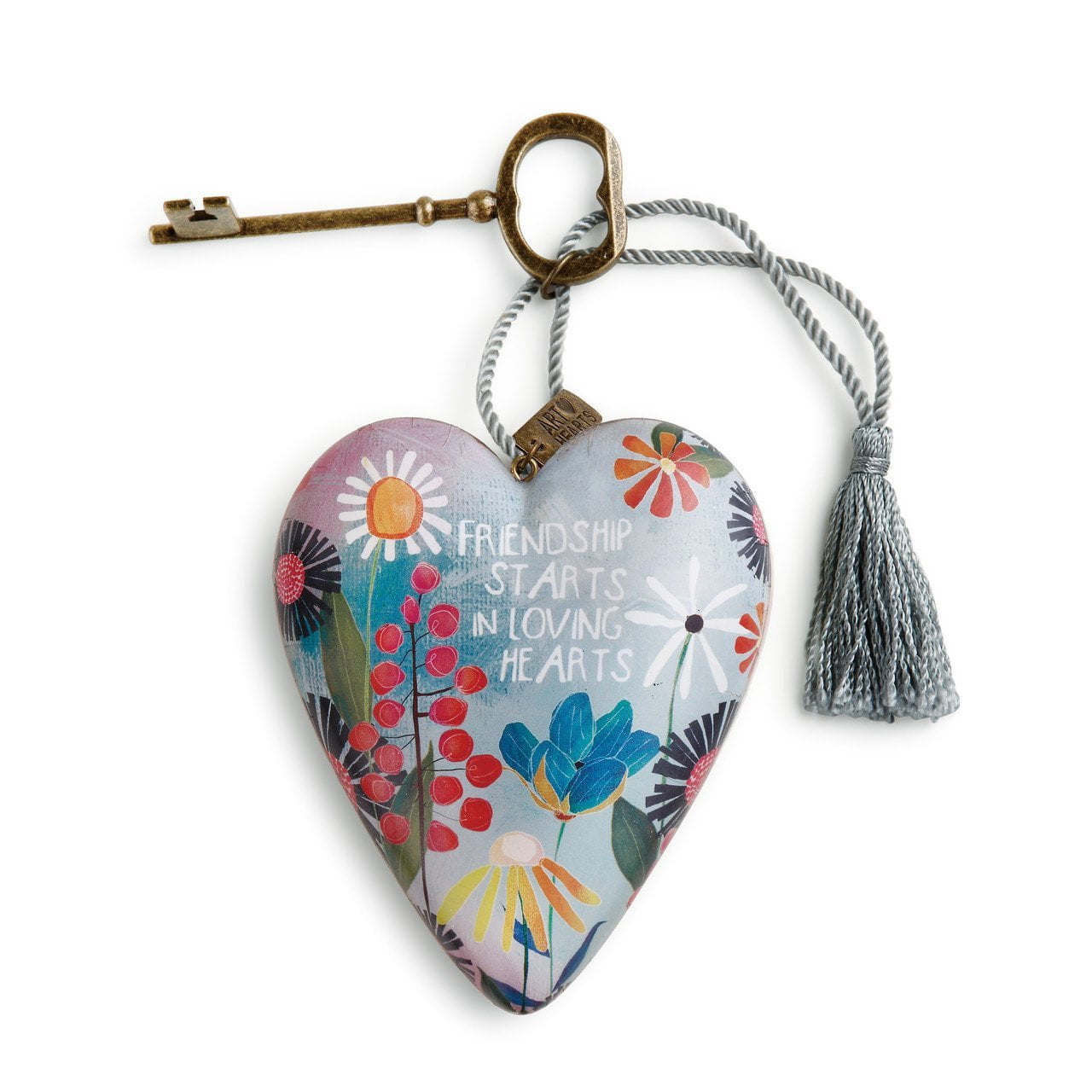 DEMDACO Friends and Happiness Art Heart Floral 3.5 Inch Resin Art Heart Figurine DEMDACO Friends and Happiness Art Heart Floral 3.5 Inch Resin Art Heart Figurine