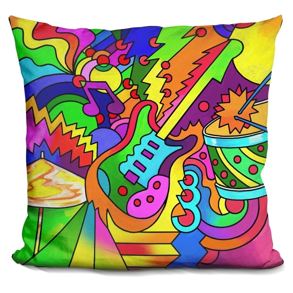 18x18 Turtle Guitarist Gifts Boutique Just Loves Guitars Turtle Girl Gift Throw Pillow Multicolor