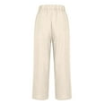 thumbnail image 6 of Dazajoo Womens Beach Pants Lightweight Soft Cotton Linen Pants Elastic High Waisted Solid Color Pants with Pockets,Beige,XL, 6 of 6