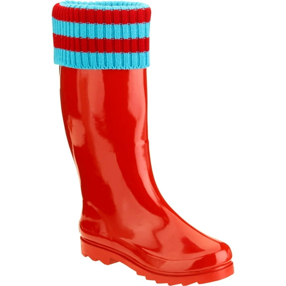 Forever Young Women's Mock Sock Trim Tall Rain Boot
