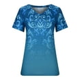 thumbnail image 4 of JINMGG Womens Tops,Women's Summer V-Neck Printing Short Sleeve Lapel Shirt, 4 of 6