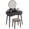 thumbnail image 2 of Furmax Vanity Table with Lighted Mirror, Vanity Desk with Stool, Dressing Table with 4 Drawers, Makeup Vanity Set, Black Finish, for Bedroom, 2 of 7