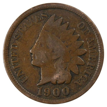 1900 Indian Head Cent AG About Good Bronze Penny 1c Coin Collectible
